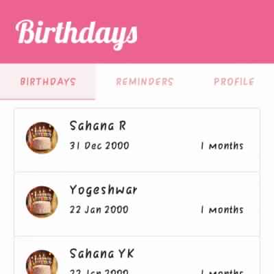 Birthday reminder app website preview image